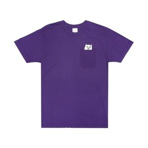 Ripndip Purple Pocket Tee with White Cat Graphic